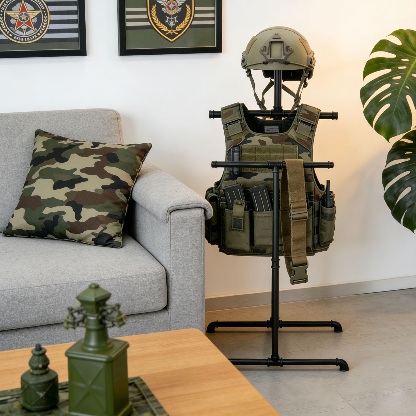 Body Armor Ständer – robuster Stahlständer für taktische Weste, Helm, Gürtel, Display und Aufbewahrung, taktischer Westenaufhänger für Polizei und Dienstausrüstung (48,3 x 35,6 x 104,1 cm)