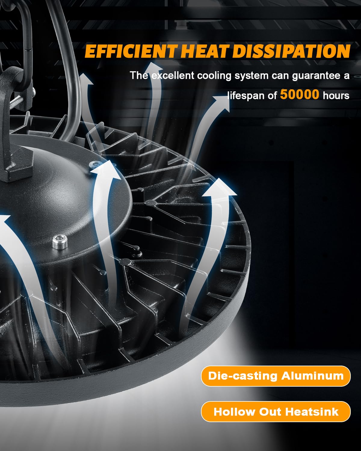 Viugreum LED High Bay Light 200W 20000LM UFO High Bay Lights with US Plug IP65 Waterproof Commercial Bay — view 4