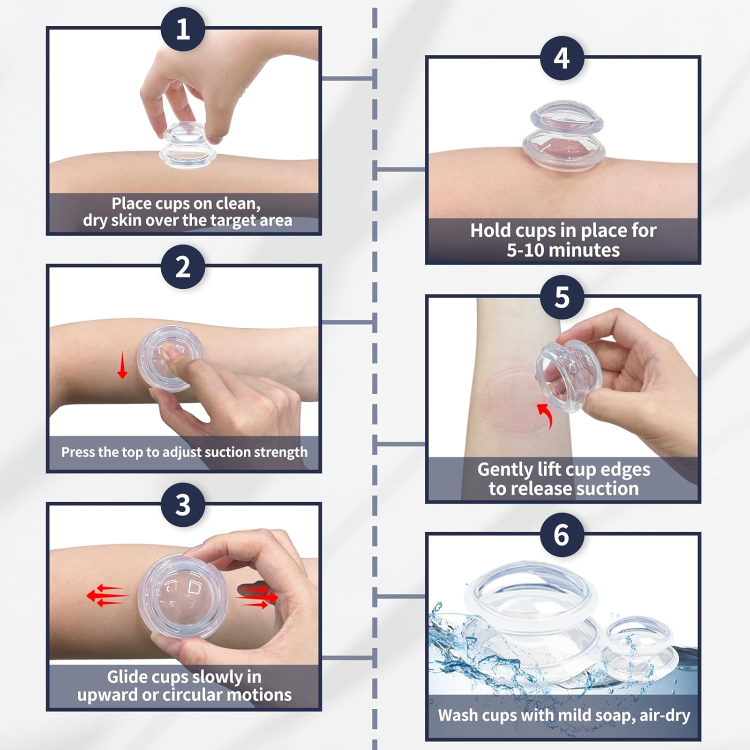 16 Pcs Silicone Cupping Therapy Set 4 Sizes Clear Massage Cups Kit Professional Therapy Studio and Home for Cellulite Reduction Body Myofascial Muscle Nerve Joint Pain