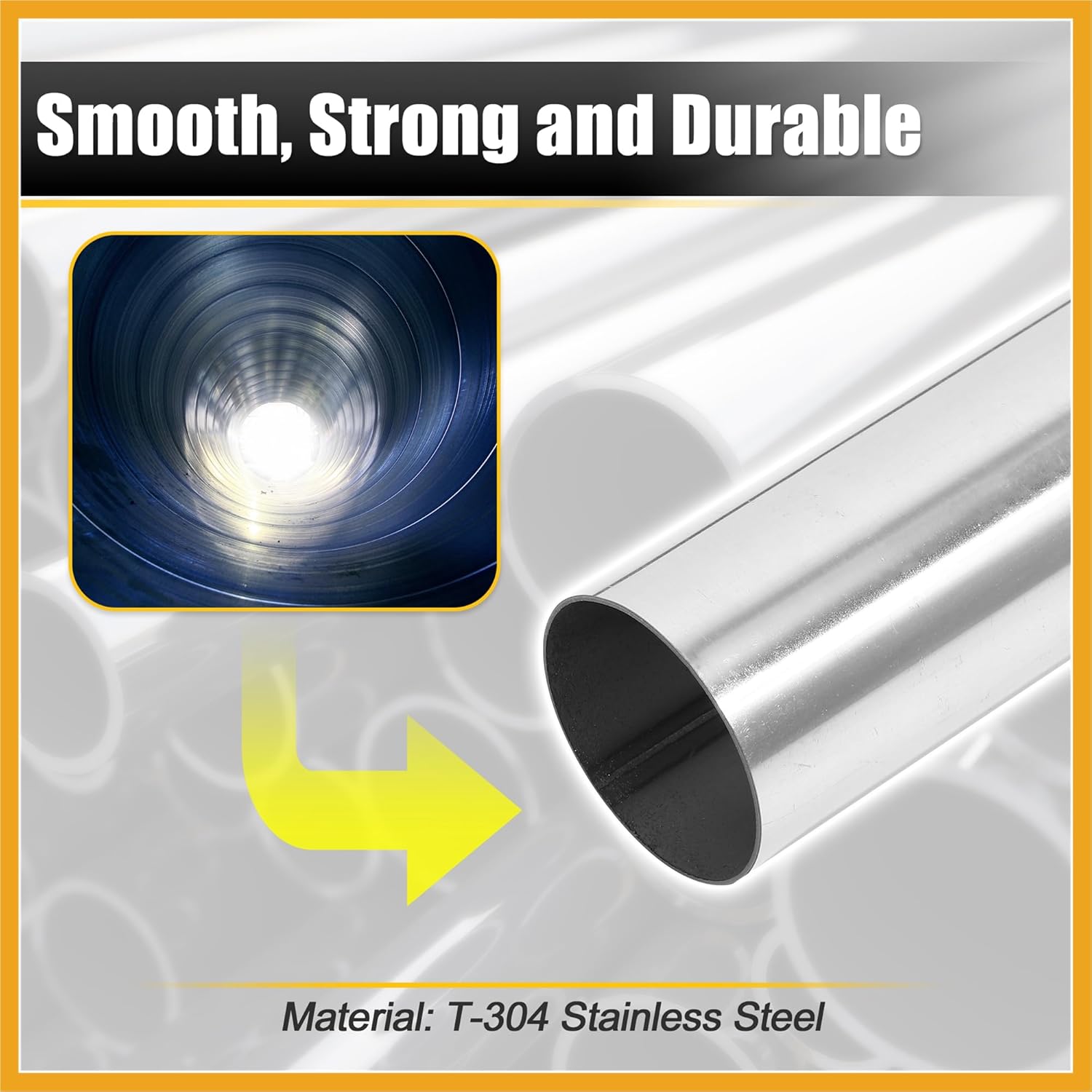 Straight 4" OD 35" Length DIY Custom Mandrel Exhaust Pipe 4 Inch Tube Pipe T304 Stainless Steel Universal Fit Replacement