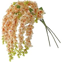 Dailisen 3 Strands 40 Silk Amber Wisteria Artificial Flowers, Fake Wisteria Floral Hanging Plant Garland, for Home Decor, Party, Floor Vase, Balcony, Wedding Arrangement Decoration Amber