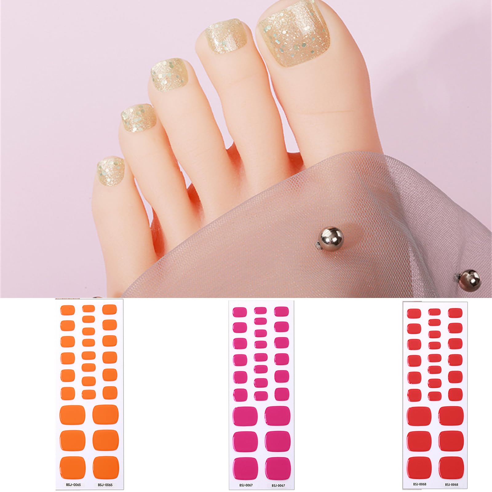 Semi Cured Gel Toe Nail Strips Long Lasting Strips Salon Gel Nail Sticker Nail Art Wrap Decoration For Women Toe Nail Art Gel Toe Nail Wraps