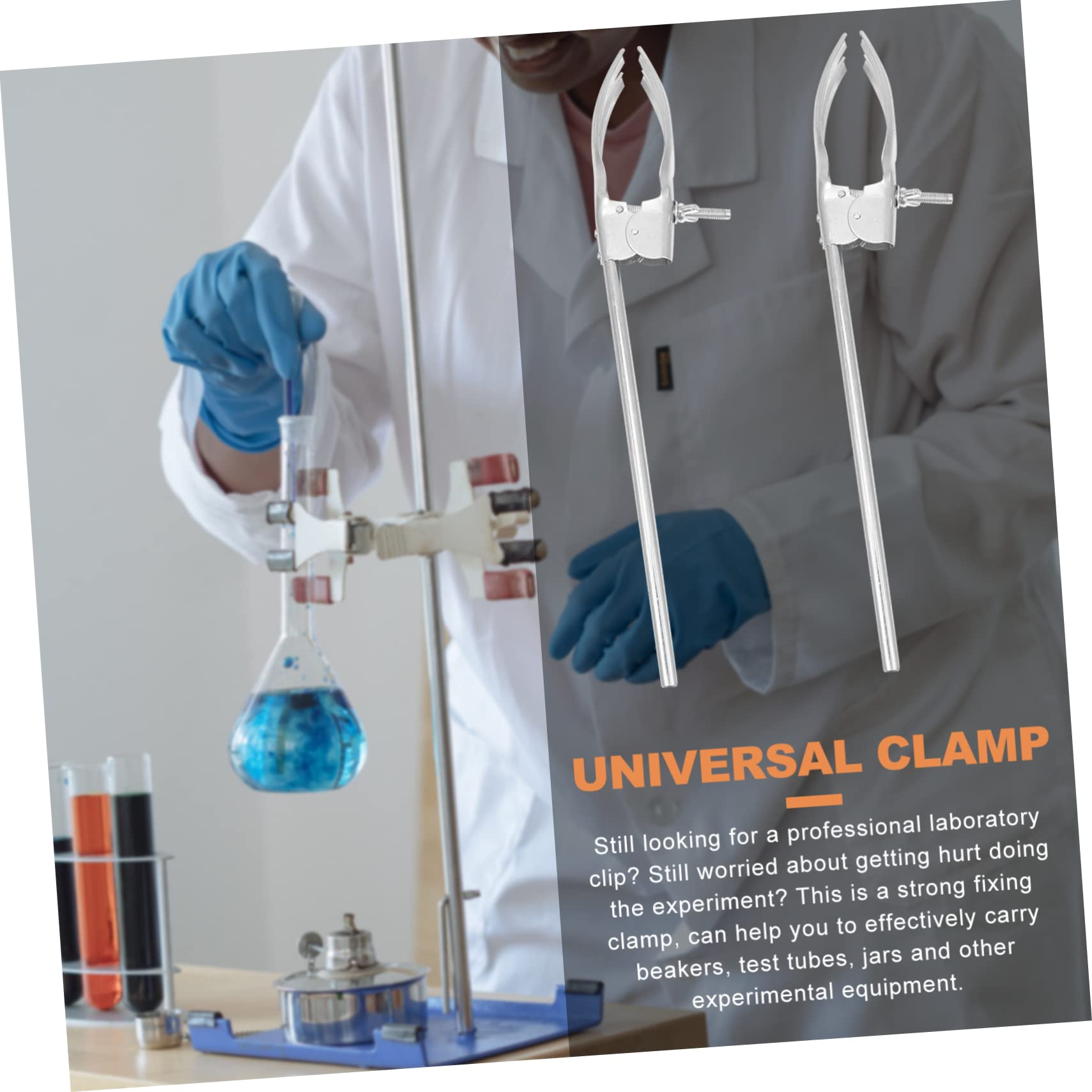 NAMOARLY 2pcs Condenser Clamp Test Tube Clamps Chemistry Clamp Utility Clamp Chemistry Experiment Equipment Condensing Tube Tongs Flask Clamp Bosshead Clamp Lab Tools Stainless Steel Silver