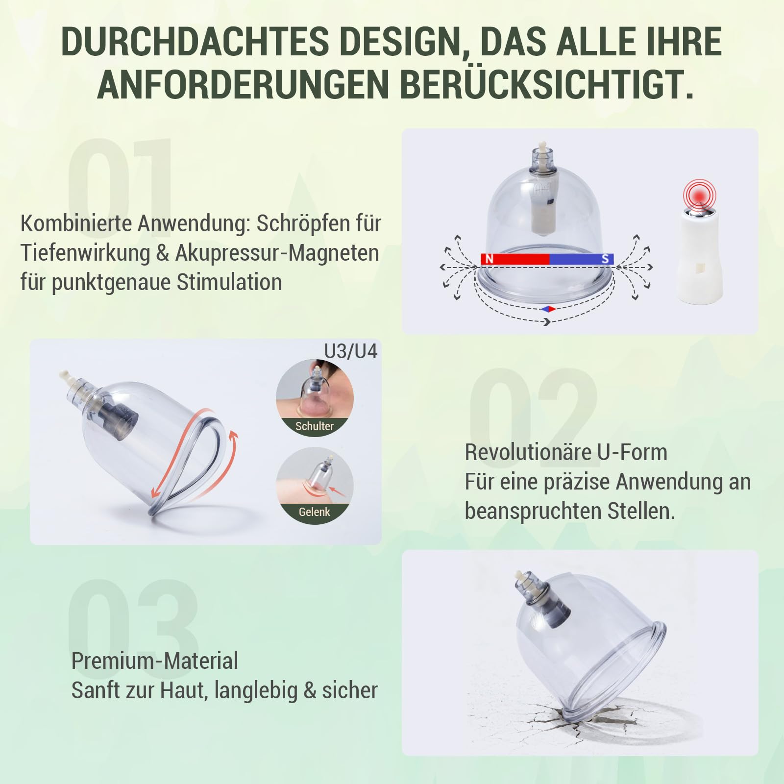 Schröpfgläser mit Vakuumpumpe, (24 Stück) Schröpfglas für Gesicht und Körper,Schröpfen set für Lymphdrainage，Muskelentspannung und gegen Cellulite，Schröpfset mit MiNi-Akupressurpunkt und Gua Sha-Brett