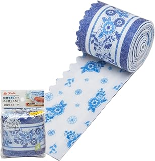 アール(R) 結露吸水テープ 吸着タイプ まど活 ブルーフラワー 8×180(cm) 繰り返し使用可能 粘着剤不使用 H-286