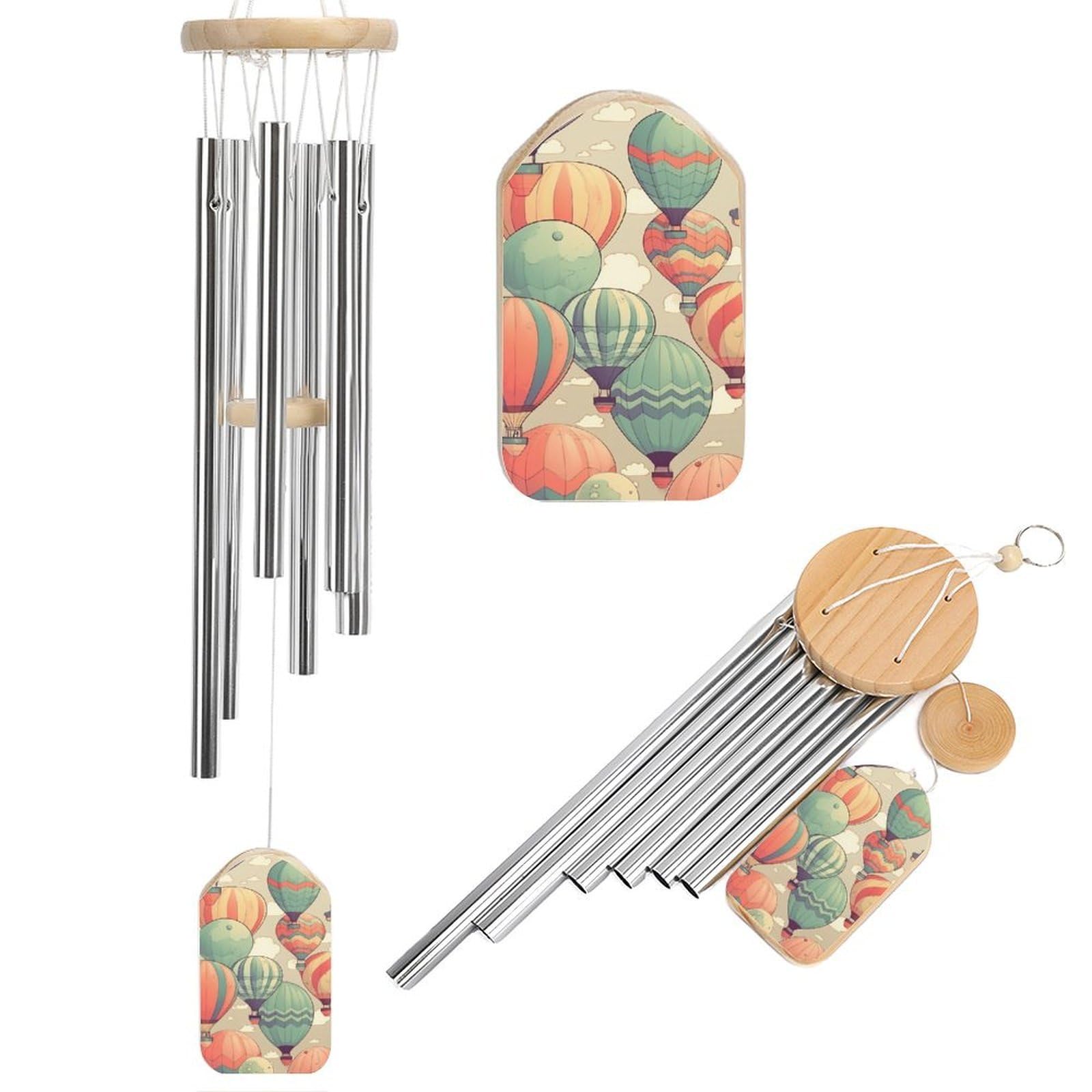 Carillon commémoratif montgolfière en aluminium coloré pour décoration extérieure de jardin et terrasse