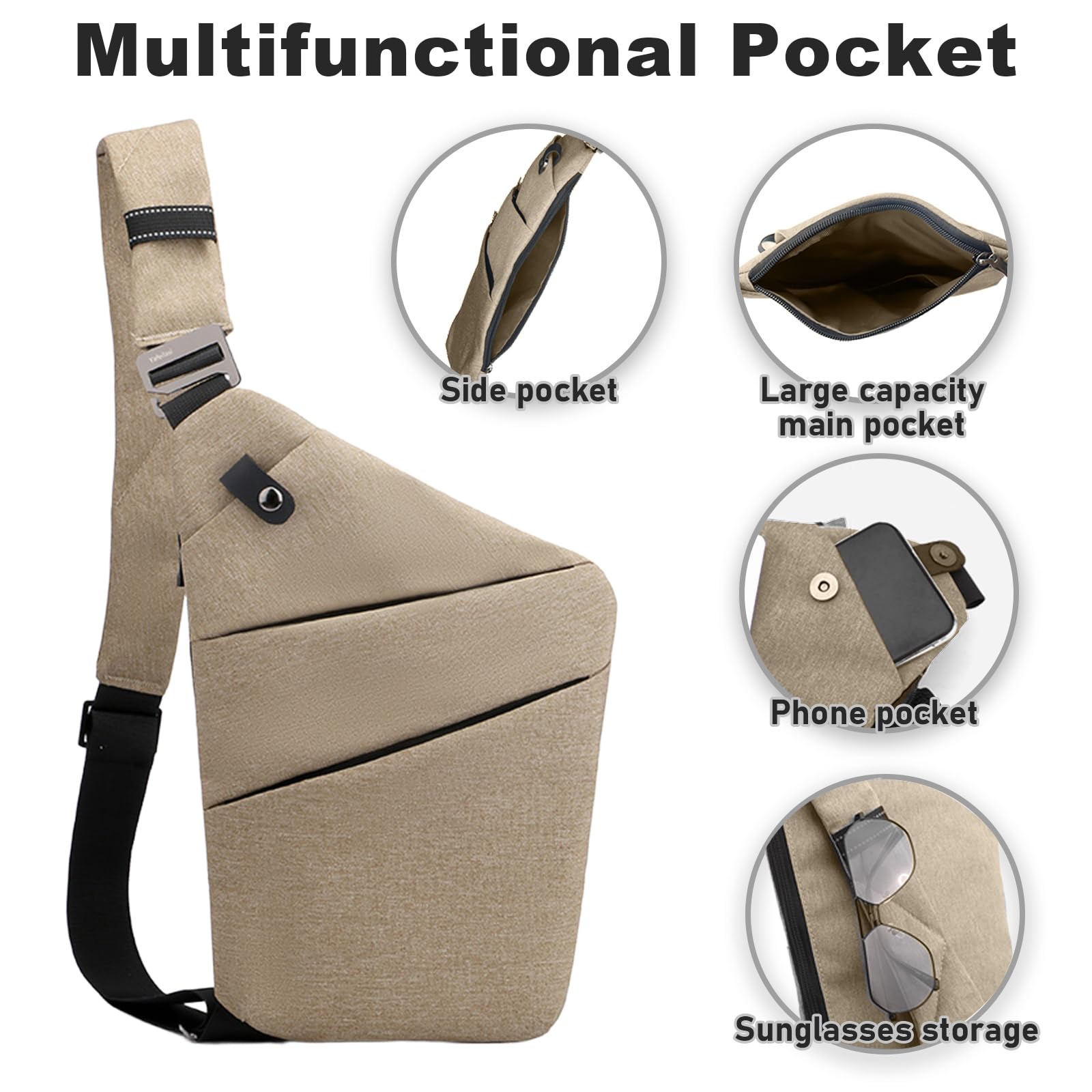 Borsa da viaggio antifurto, monospalla di grande capacità, borsa a tracolla al petto, alla moda, leggera, per viaggi e sport