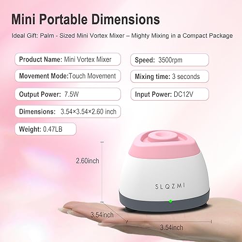 Miniatura 7 de Mini mezclador de vórtice de 3500 rpm, pintura, pulido, pegamento, ligero y compacto, succión antideslizante, estable de alta velocidad, motor sin