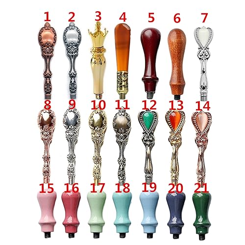 Miniatura 2 de FKOG Sello de cera de madera de primera calidad, color marrón y rojo, mango de sello de cera de madera para boda (n. 5, marrón, rojo y madera)