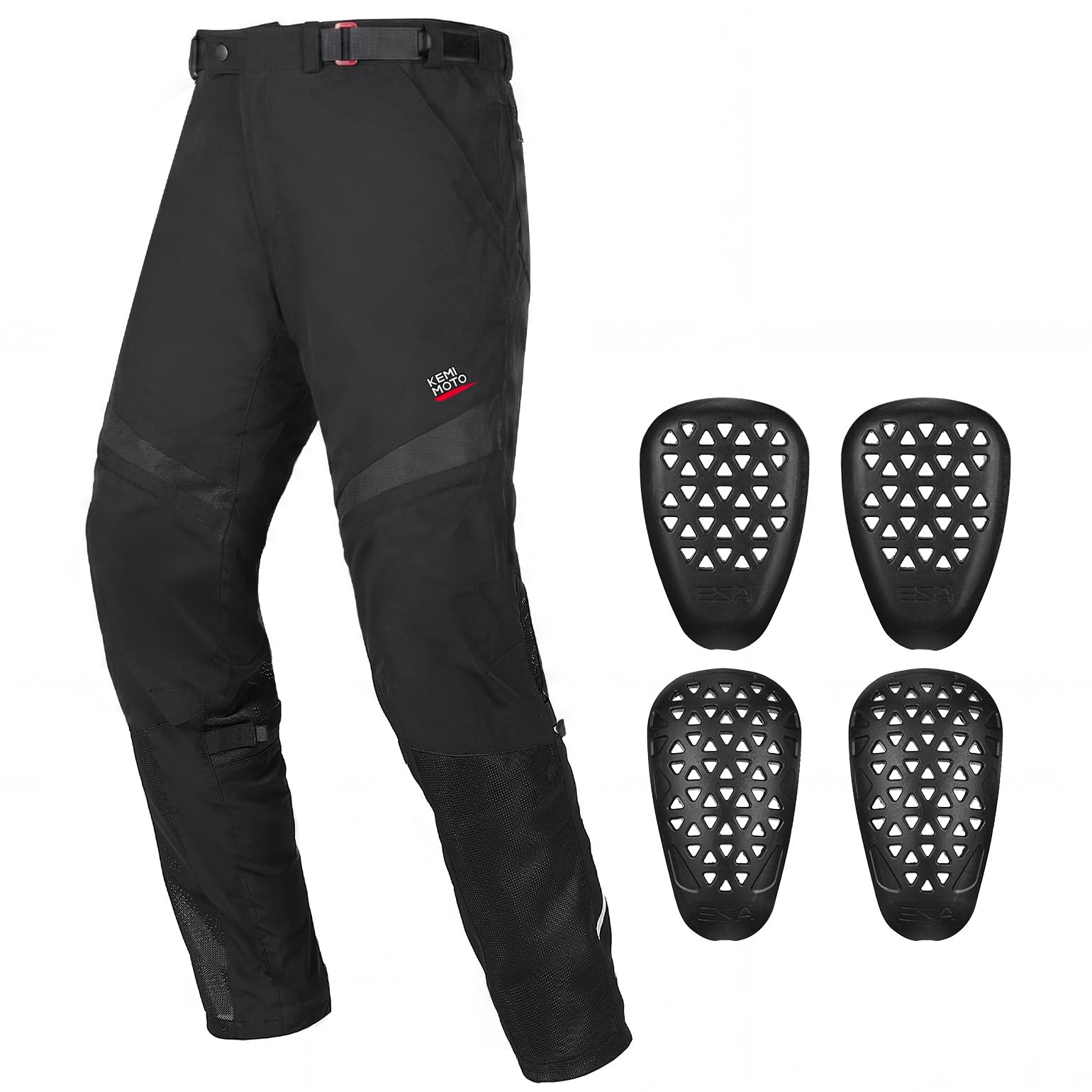 KEMIMOTO Motorradhose Sommer, Atmungsaktive Mesh Tourenhose mit CE-Protektoren, Stretch Bikerhose mit 4 großen Taschen, Größenverstellbar, für Touring & Alltag
