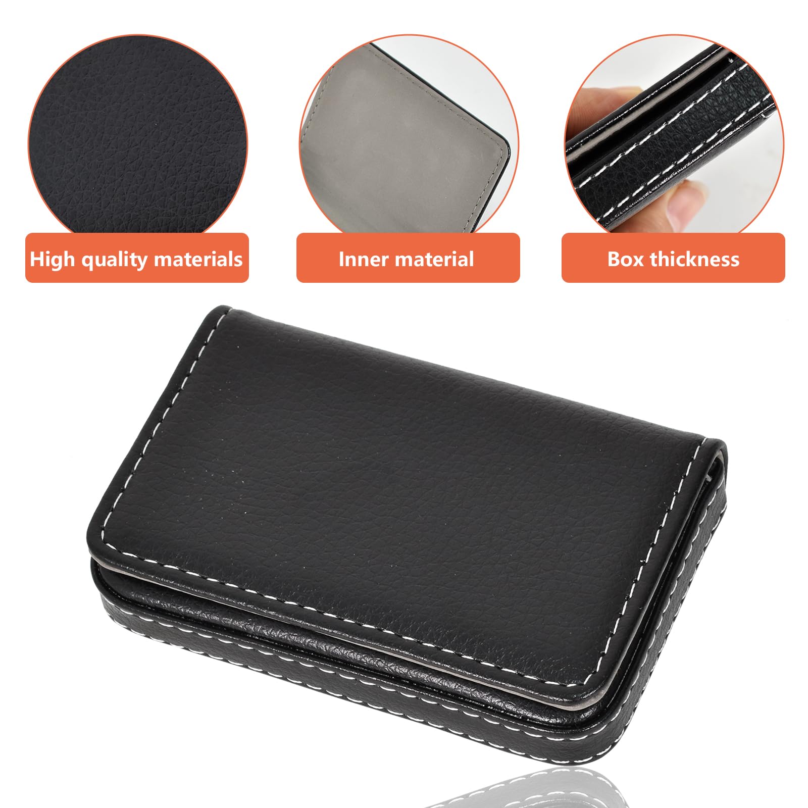Etui na wizytówki, portfel na karty kredytowe ze skóry PU, do przechowywania 20 wizytówek, etui na wizytówki z zapięciem magnetycznym, minimalistyczny portfel na karty, dla mężczyzn i kobiet, czarny