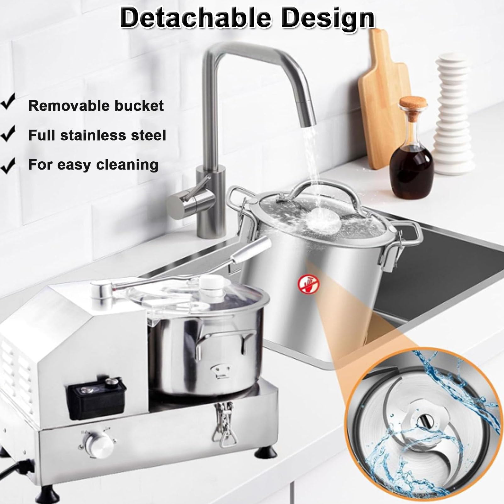 Dispositivos domésticos Inteligentes, picadora eléctrica de Alimentos con Cuchillas de Dos Niveles para Carne, Verduras, Frutas, Batidos y Frutos Secos.