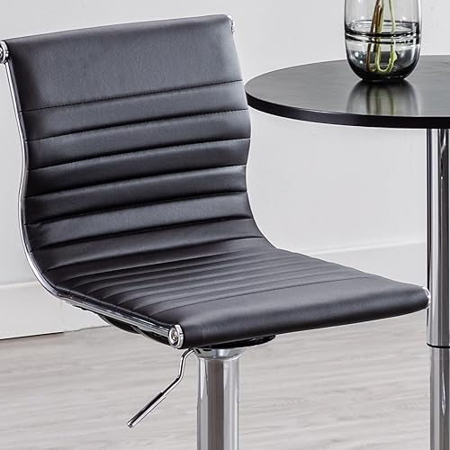 Miniatura 7 de chairus Juego de 2 taburetes de bar giratorios modernos, taburetes de bar ajustables con altura de mostrador, taburetes de piel sintética sin brazos