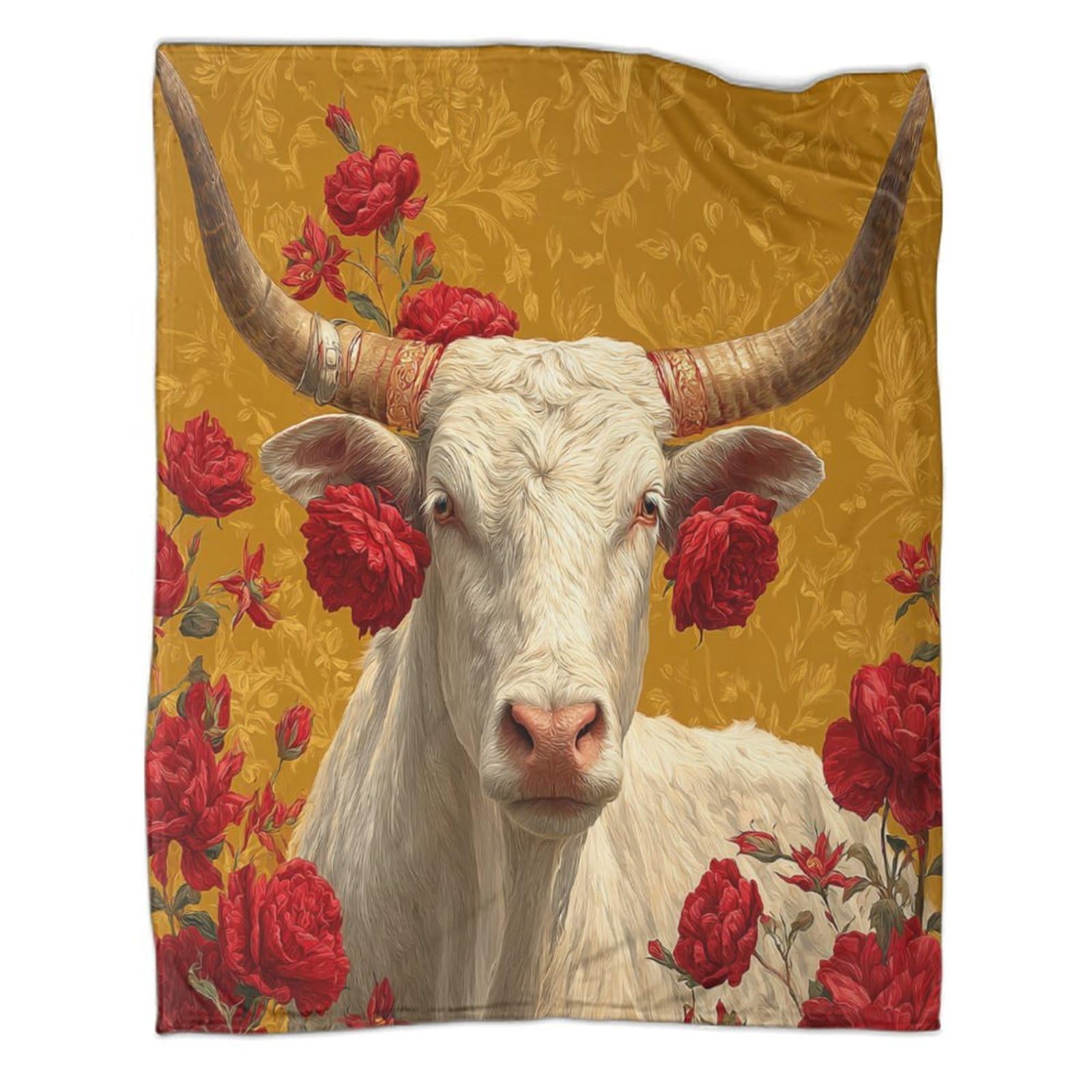 kaiyun Cow, Red Flowers Patterned Throw Warm for Camping Outdoor Lightweight for Sofa Bed 50x60inch(127x152cm)
