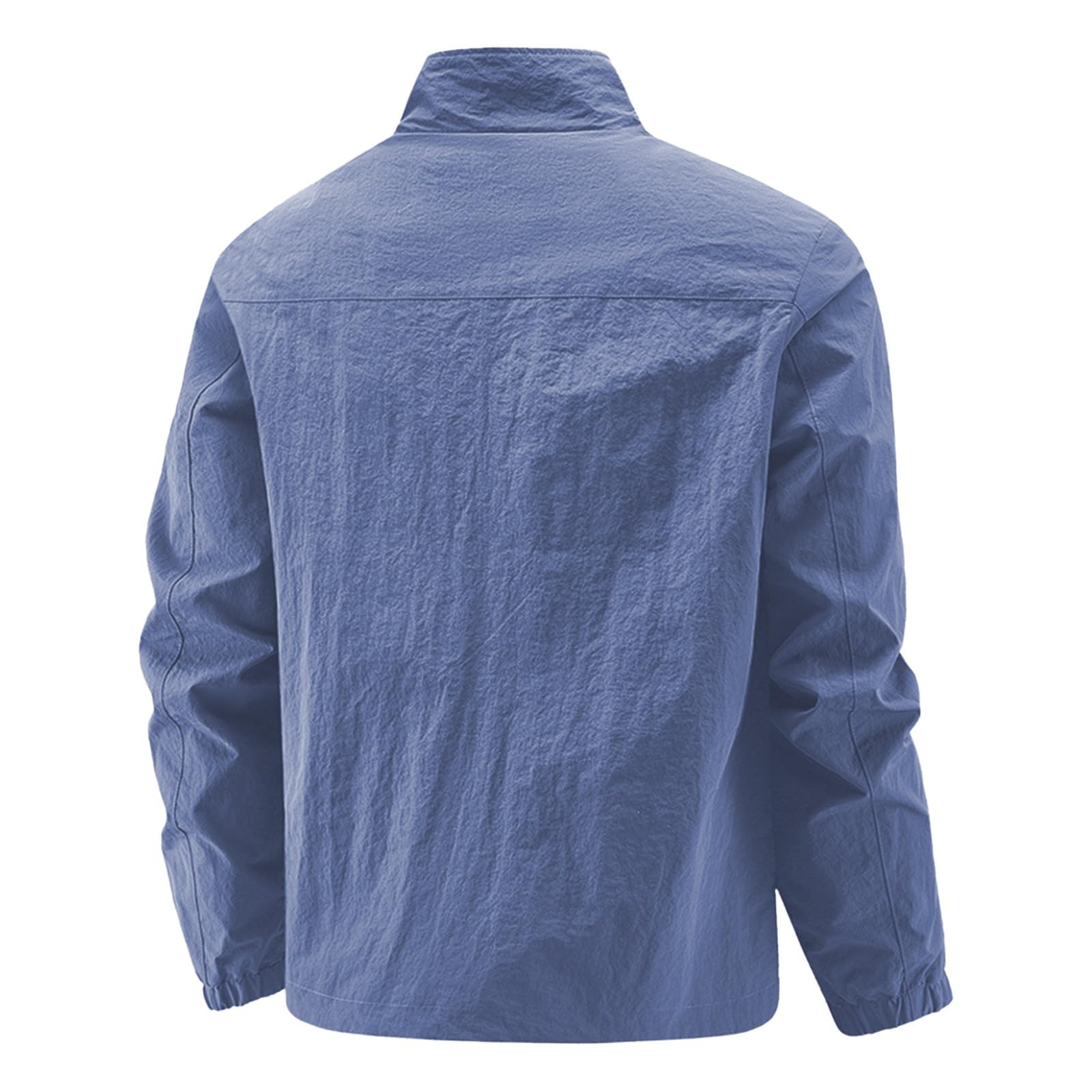 Chaqueta ligera para hombre, con cremallera completa, cuello alto, chaqueta cortavientos casual con bolsillos con cremallera