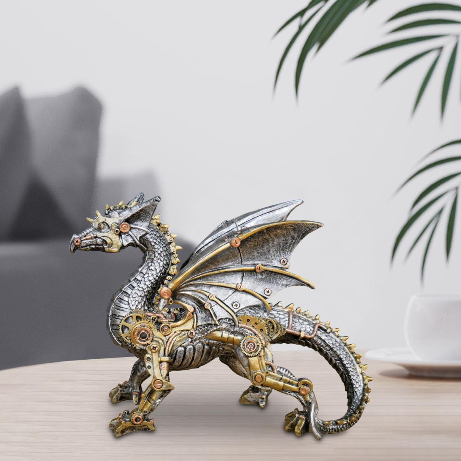 predolo Estatua Mecánica de Animal, Adorno Coleccionable de Resina Moderna, Estilo Steampunk, para Entrada, Estante, Sala de Estar Y Oficina, Dragón Volador, Individual