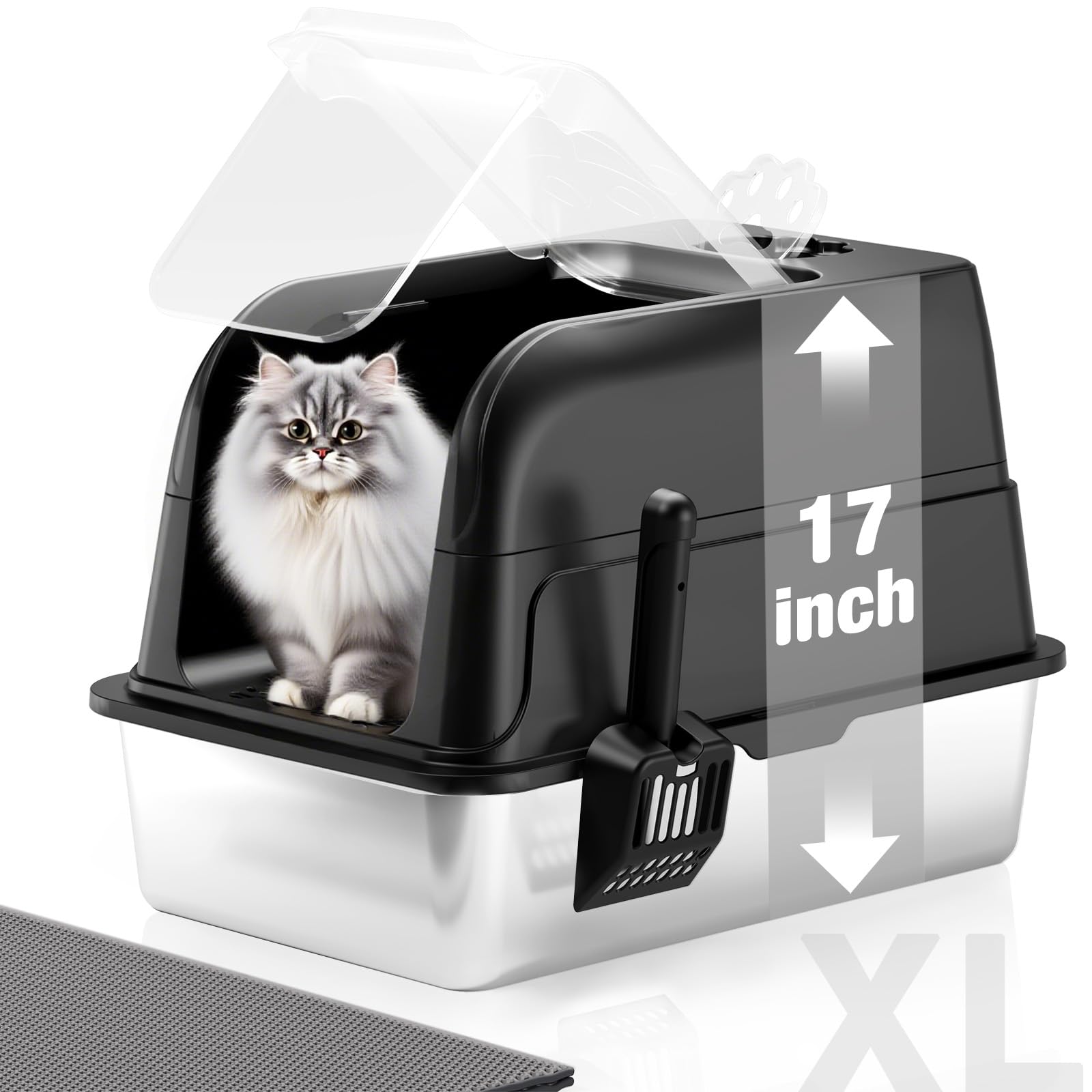Bac à litière en acier inoxydable maison propre sans odeur grand chat intérieur moderne
