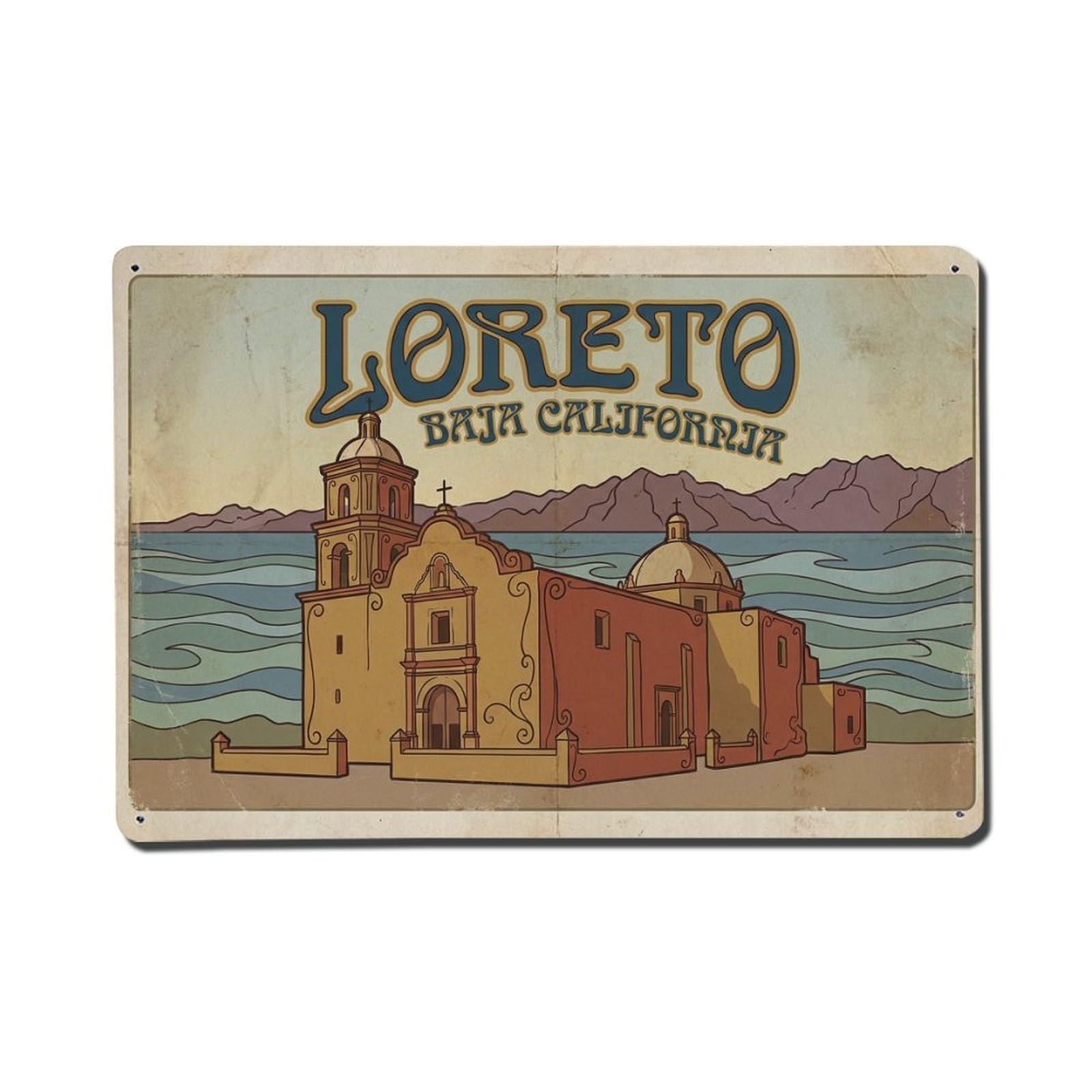 Cxhjca 8X12inch(20X30cm) Retro Travel Mexico Loreto Metal Tin Sign