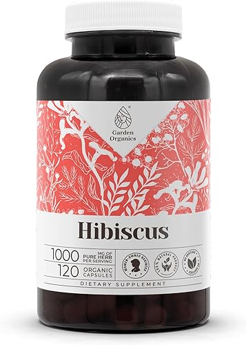 Garden Organics Hibiscus 120 cápsulas Cápsulas de alta potencia, suplementos dietéticos a base de hierbas Hecho con cápsulas vegetales e hibisco
