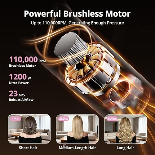 Miniatura 3 de Cepillo secador de pelo 7 en 1 y estilizador de pelo, secador de pelo rápido y herramienta de peinado para rizar, moldeador de aire caliente sin
