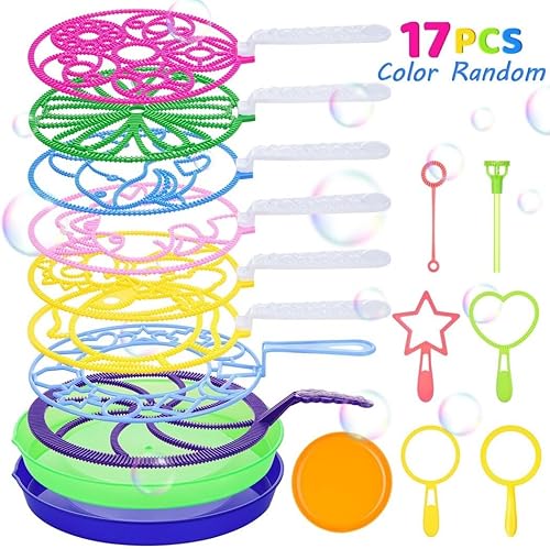 B Bangcool Juego de varitas de burbujas 17 piezas de juguetes de burbujas para niños y adultos con bandejas, juguetes de varita de tiburón de