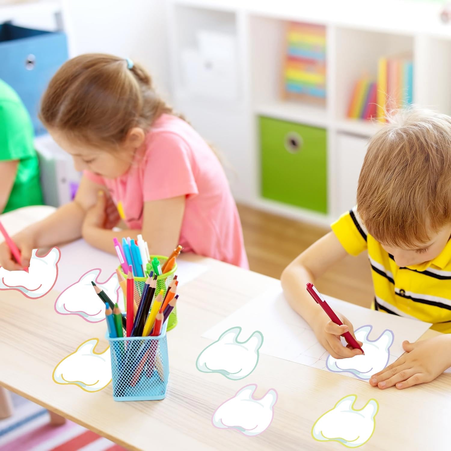 Wycięcia zębów karton kształt zębów klasa tablica ogłoszeń dekoracja 10 cm - puste zęby kształt papieru kreatywne zaopatrzenie wykrojnik z punktami kleju do klasy szkoły domu 72 szt