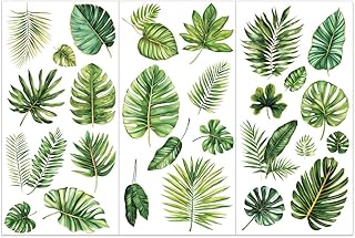 OLYCRAFT 3pcs/Set Tropical Leaf Rub on Transfers for Furniture and Crafts 6x12 inch Monstera Palm Leaves Furniture Decals Large Leaves Transfer Stickers