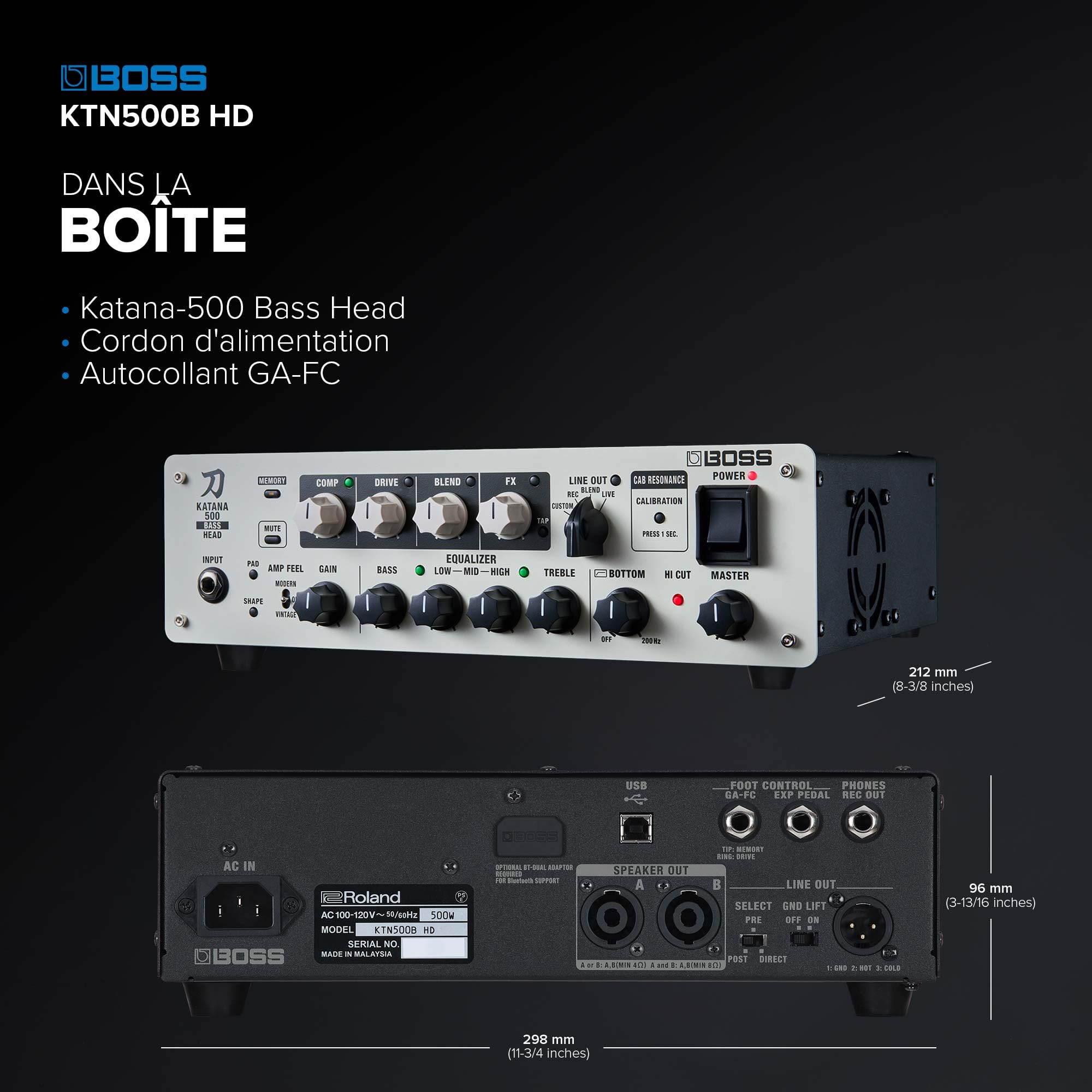 BOSS Katana-500-bastopp | Kompakt 500-watts basförstärkartopp Med professionella ljudverktyg | Innovativ högtalarkalibrering| Över 60 effekter Med BOSS Tone Studio | Många anslutningsmöjligheter