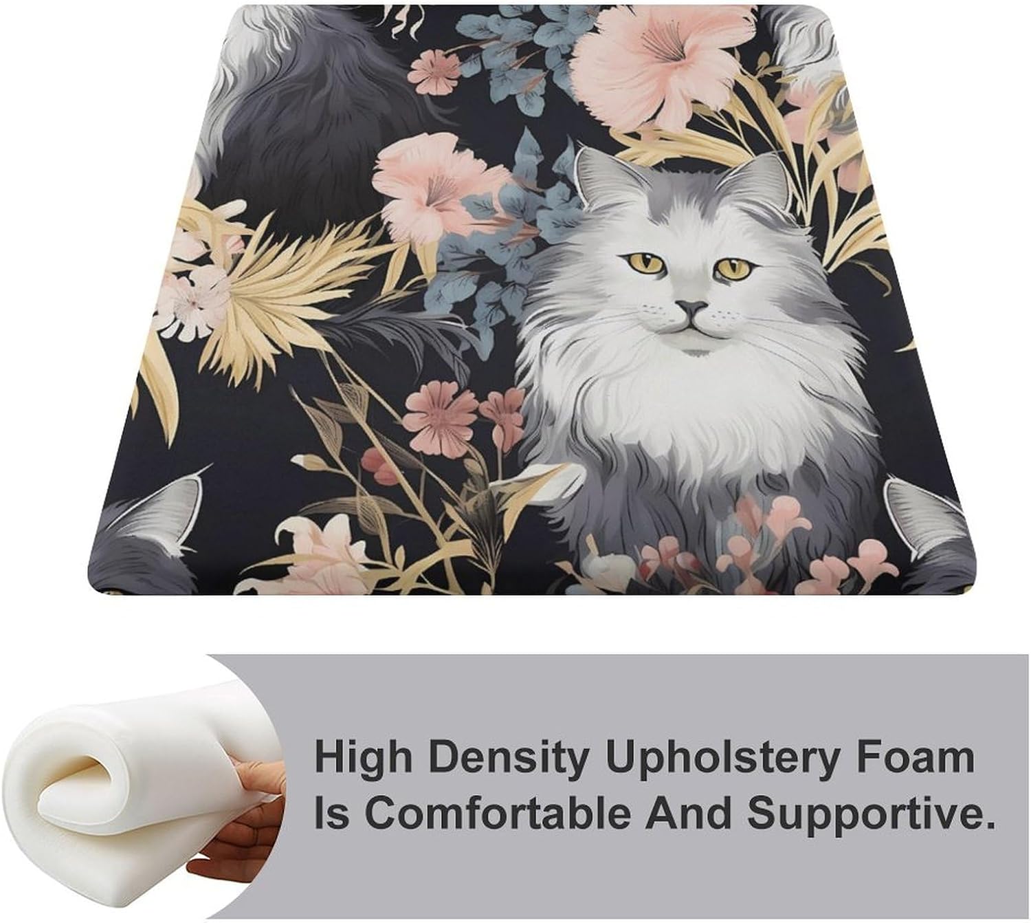 Kittens Cat Flowers Butterfly Floor Pillow Meditation Yoga Cushion Square Chair Cushion Pillows Seating for Adults