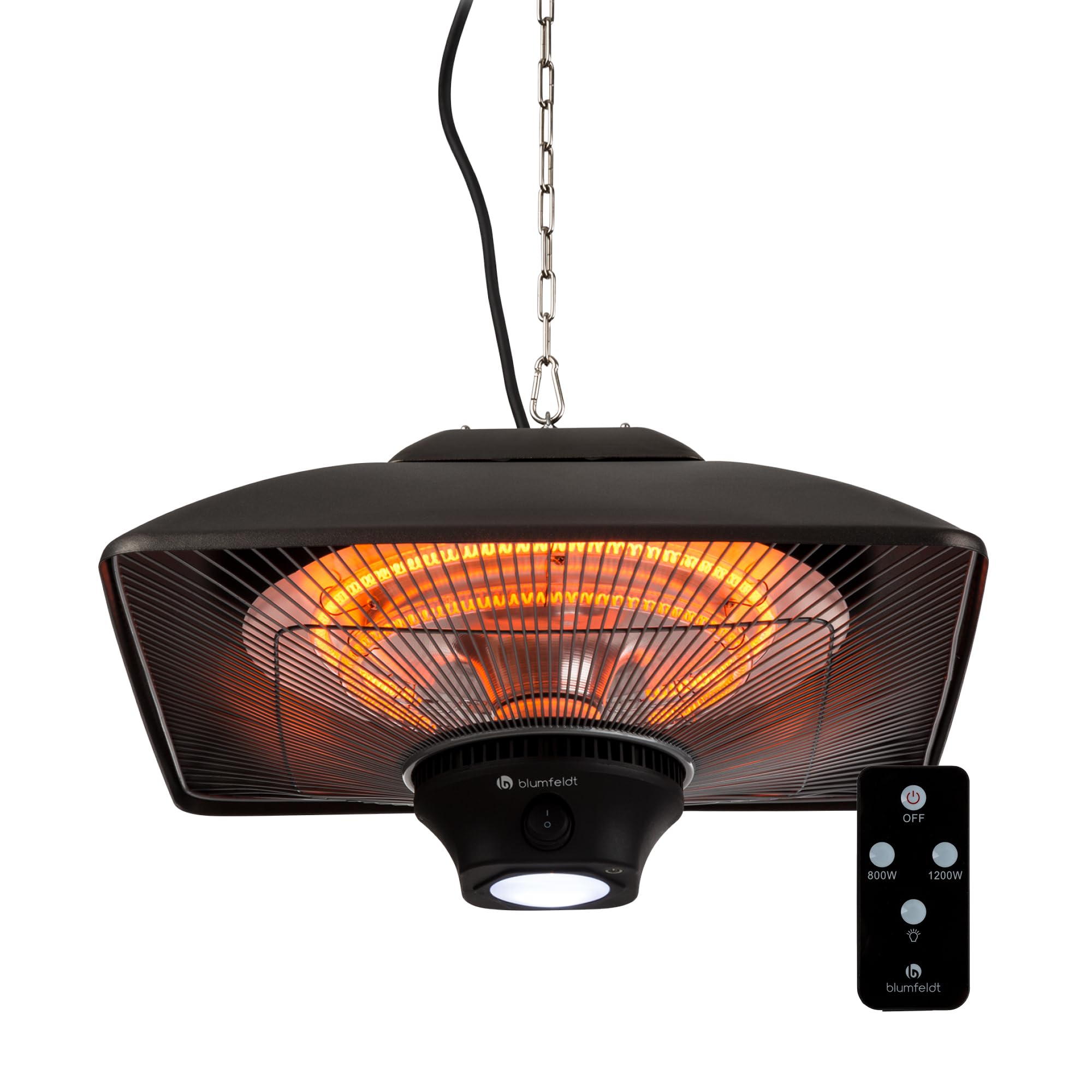 Blumfeldt Black Far Infrared Heater - Hanging Patio Heater Electric W/Led & Remote, Ip24 Outdoor Heaters For Garden Gazebo, 2-Temperature Infrared Heat Panel