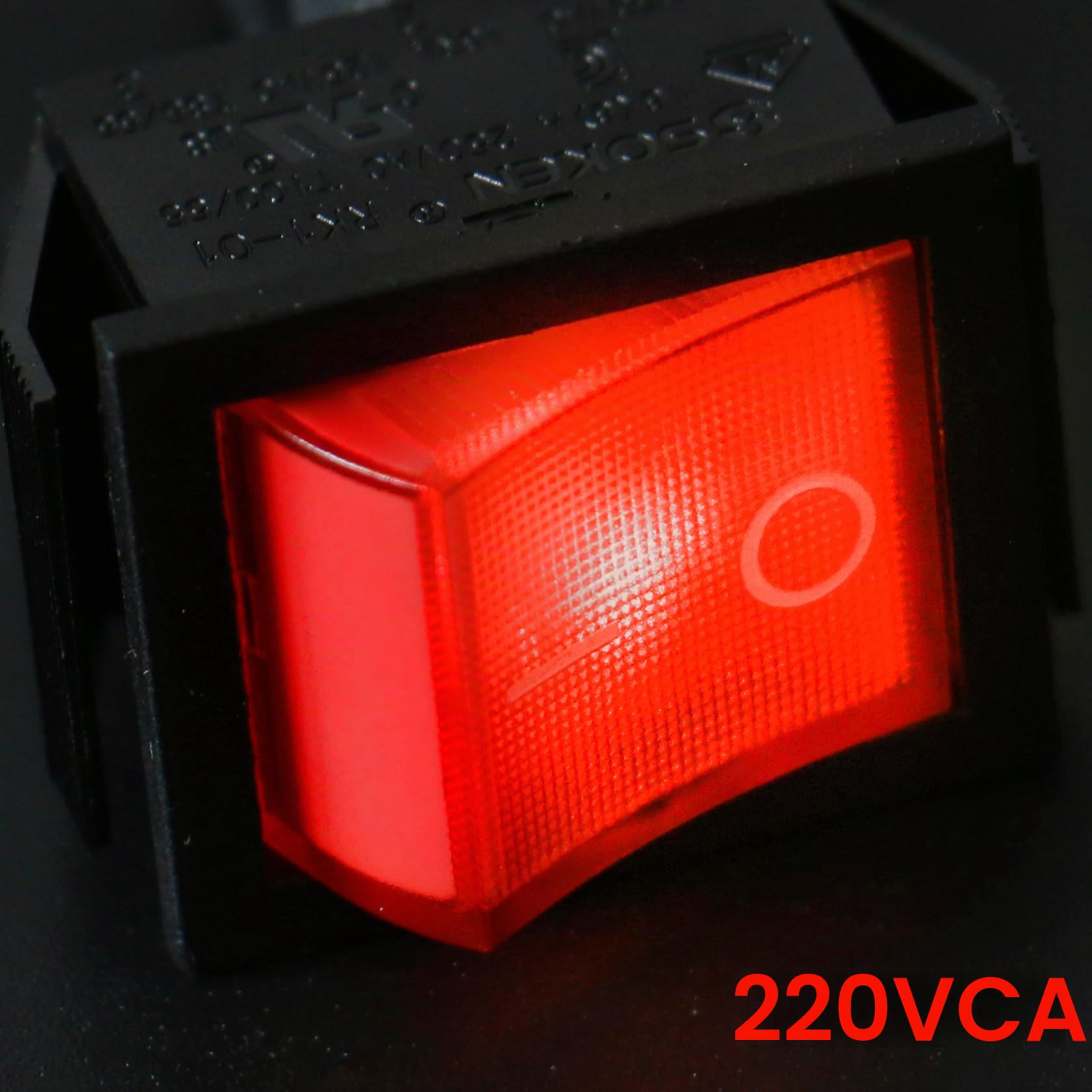 Heschen Interruttore a bilanciere, acceso/spento, DPST, 4 terminali con luce rossa, 16A 250V CA (2)
