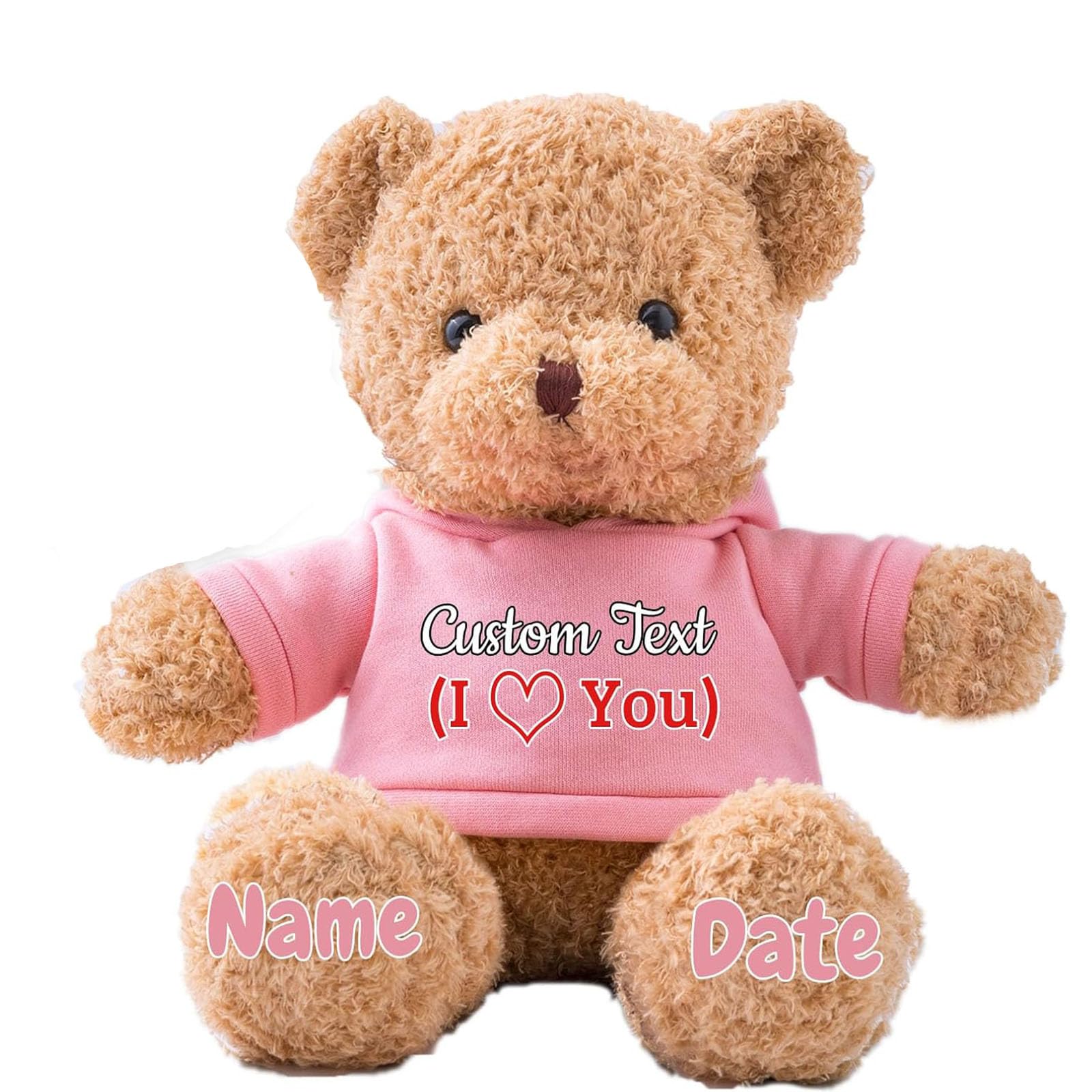 JABECODIFA Osito de Peluche Personalizado con Texto Foto Personalizado, Osito Peluche como Regalo Personalizado para Mujer Hombre en San Valentín Cumpleaños Aniversario (30cm)