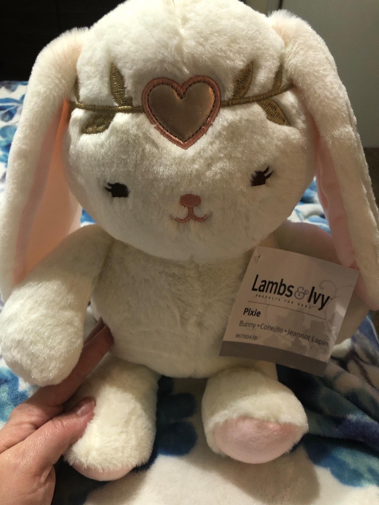 Lambs & Ivy Confetti Plush Pixie Bunny, Pink/Gold, 10