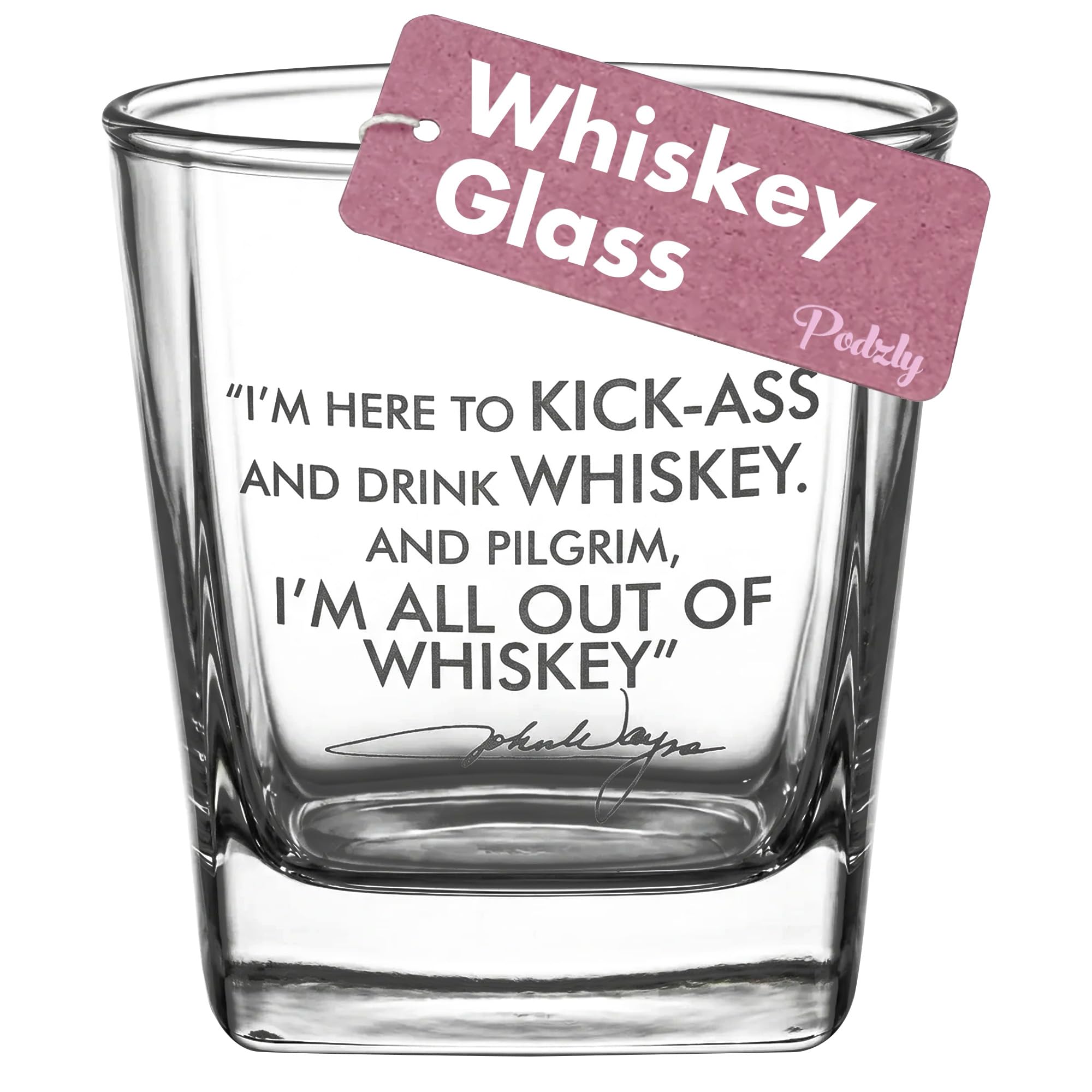 Vaso de cóctel de whisky con cita de John Wayne, copas de bourbon únicas, perfectas, divertidas e ideales como regalo para padres o abuelos, con fondo grueso, doble anticuado, 10 onzas