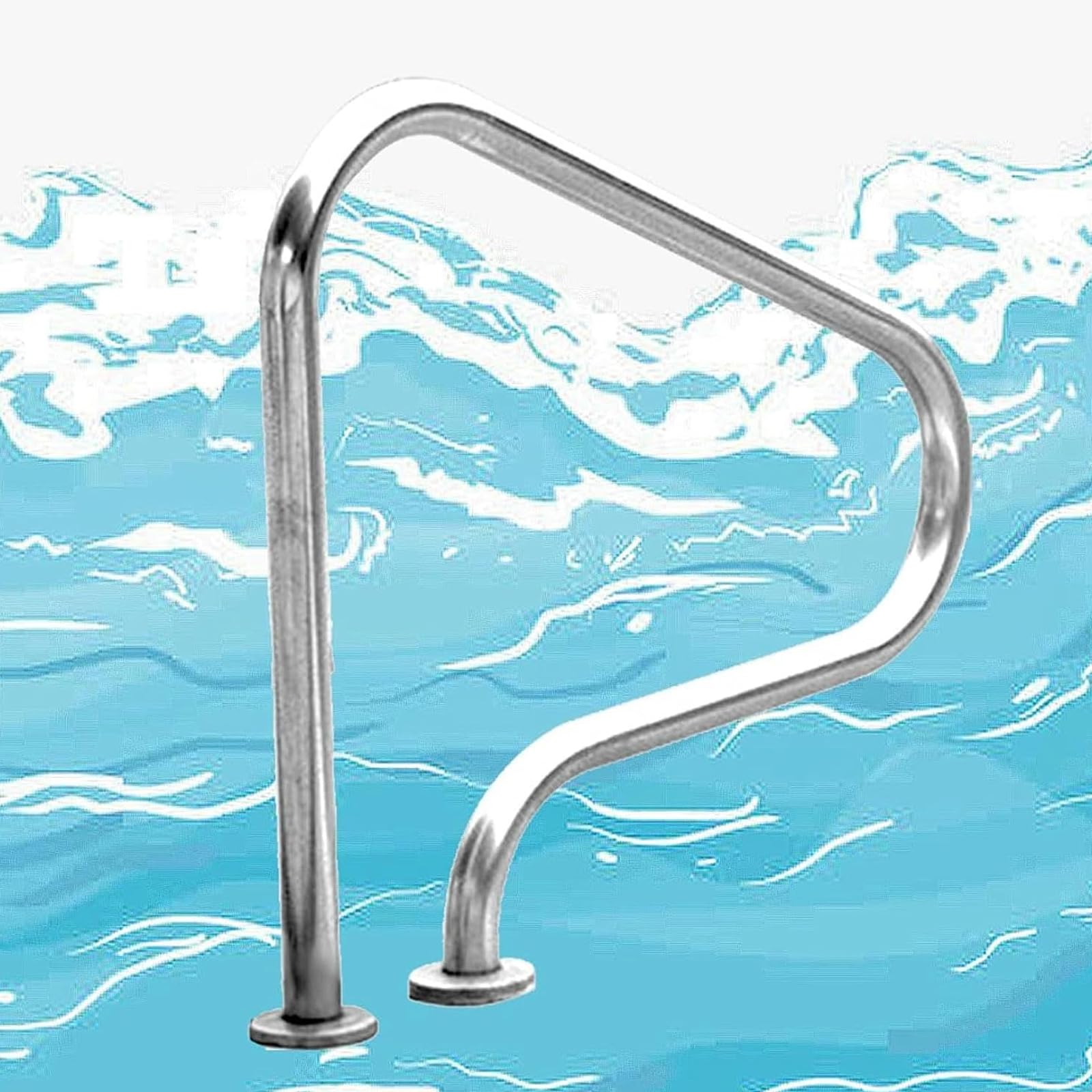Handrail Sturdy Pool Safety Handrails Stainless Steel Swimming Pool Stair Rail Hand Grab Rail Easy to Install for Inground Pool Entry