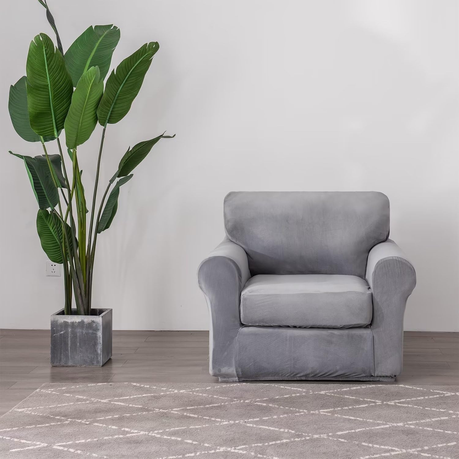 Black Sofa Cover Set with Slip Resistant Armchair Covers Cushion Covers and Chair Covers Furniture Protector for 2 Seater Sofa with 2 Backrests 5PCS