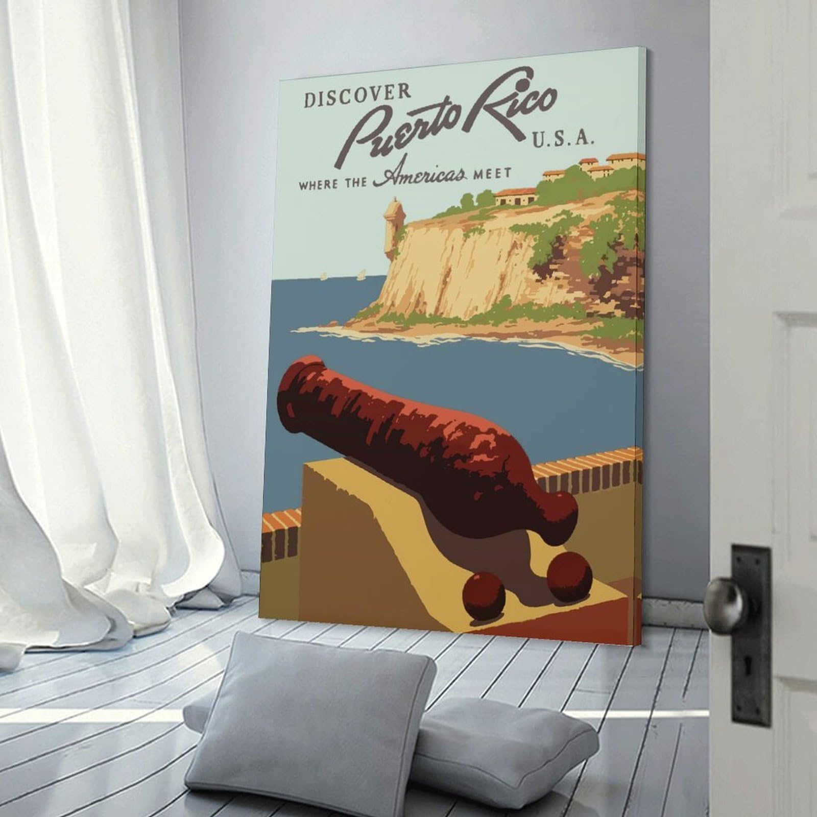 Junmoney Room Decor Wall Art Puerto Rico Travel, 20x30inch(50x75cm), for Wall Displays, Bedrooms Or Room Updates, A Versatile Canvas Print for Layering