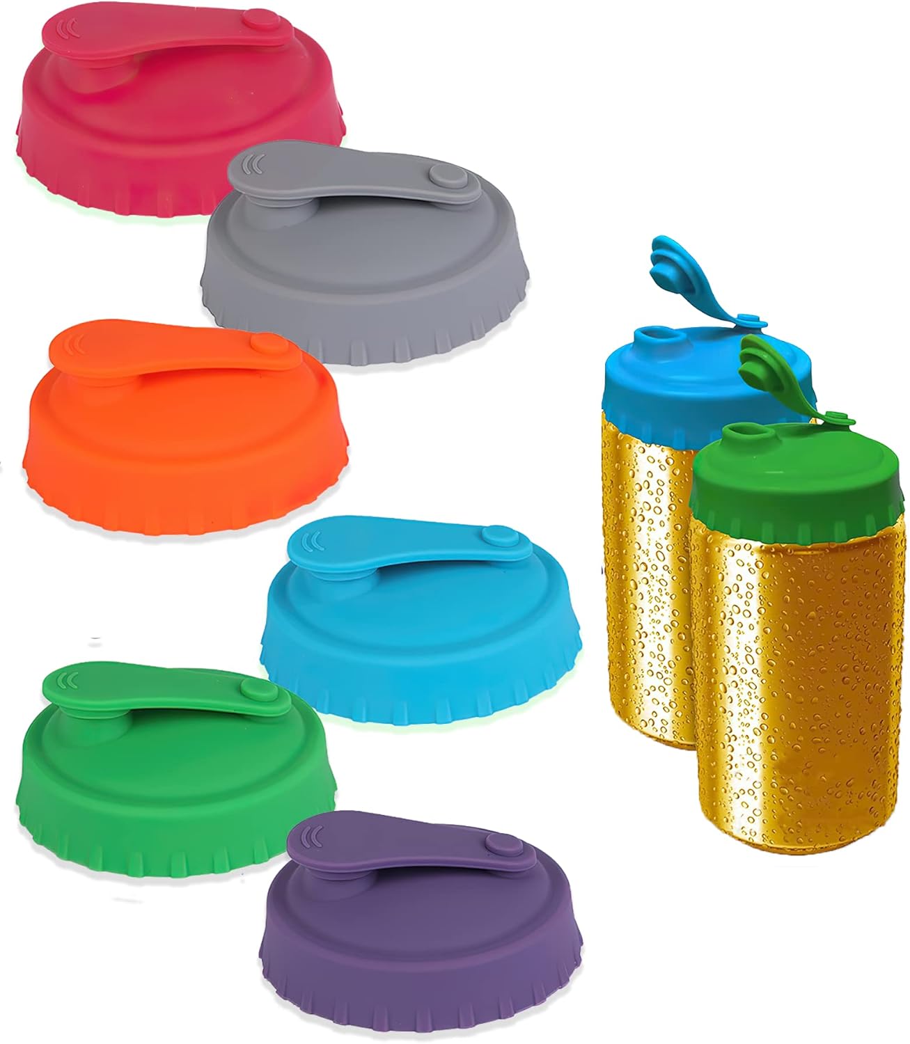 6 PCS Pop Can Lids, Silicone Soda Can Lids, Reusable Pop Can Cover