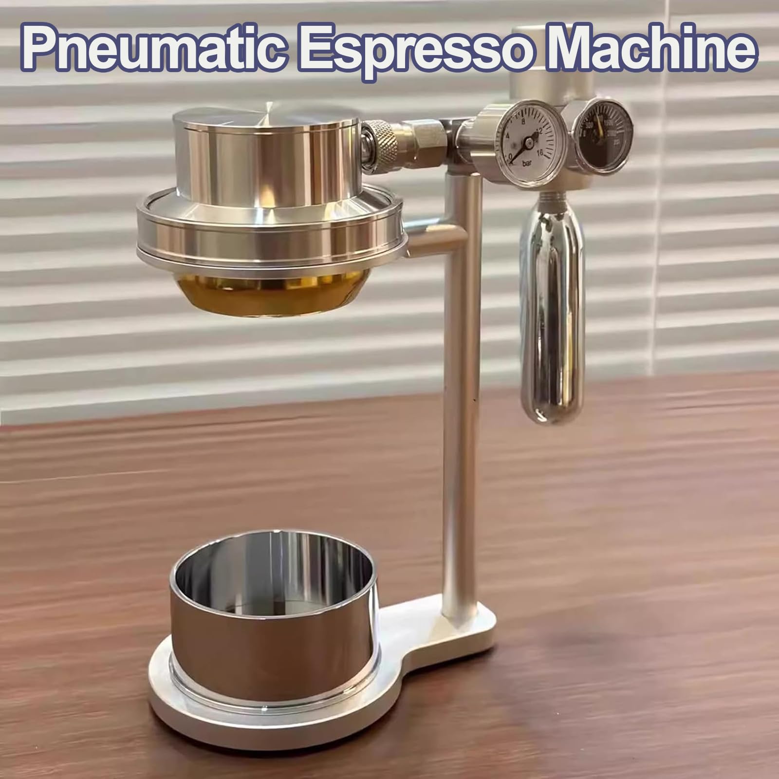 Macchina per caffè espresso pneumatica, caffettiera manuale a pressione d'aria con manometro, pressione di esercizio: da 1 a 16 bar, design compatto e smontabile, ideale per casa, campeggio e viaggi