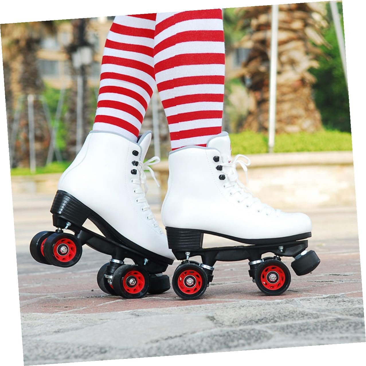 VANZACK Double-row Roller Skating Wheels 95a Hardness Inline Skate Wheels Set with Wrench 8pcs Replacement for Outdoor Asphalt Skates Accessories