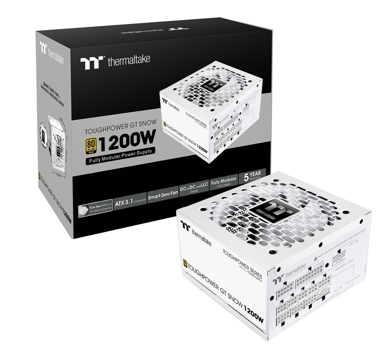 Thermaltake Toughpower GT 1200W | ATX 3.1 | PCIe 5.1 | 80+ GOLD | Modular | Snow