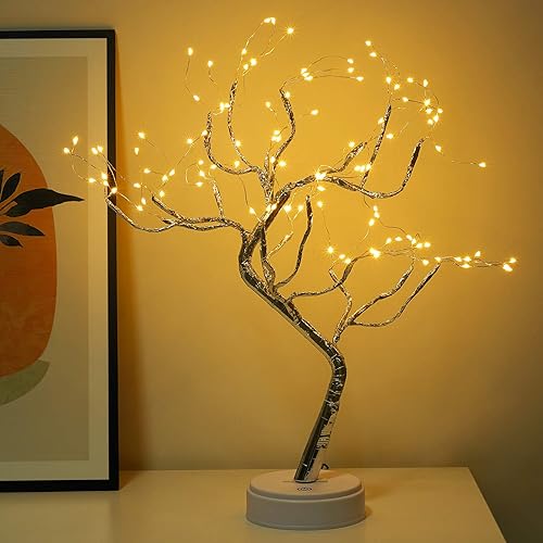 OURBAOFU 20" Bonsai Fairy Spirit Tree Light with 108 LED, DIY Artificial Tree Lamp, BatteryUSB Operated, Aesthetic Lamps for Living Room Bedroom