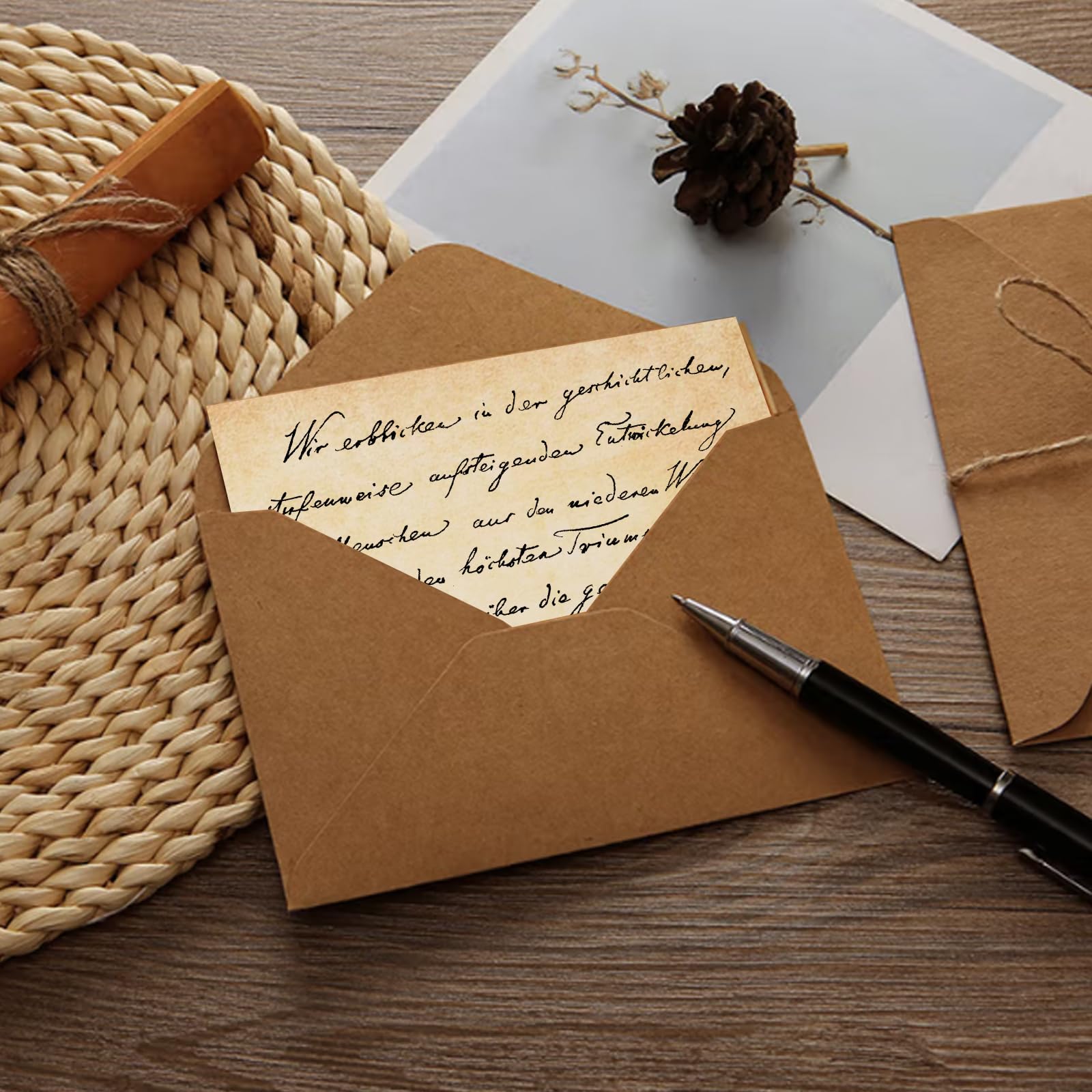 Carta da Lettere Vintage con Busta 65 Pezzi: 20 Buste, 25 Fogli, 20 Adesivi Sigillo di Cera