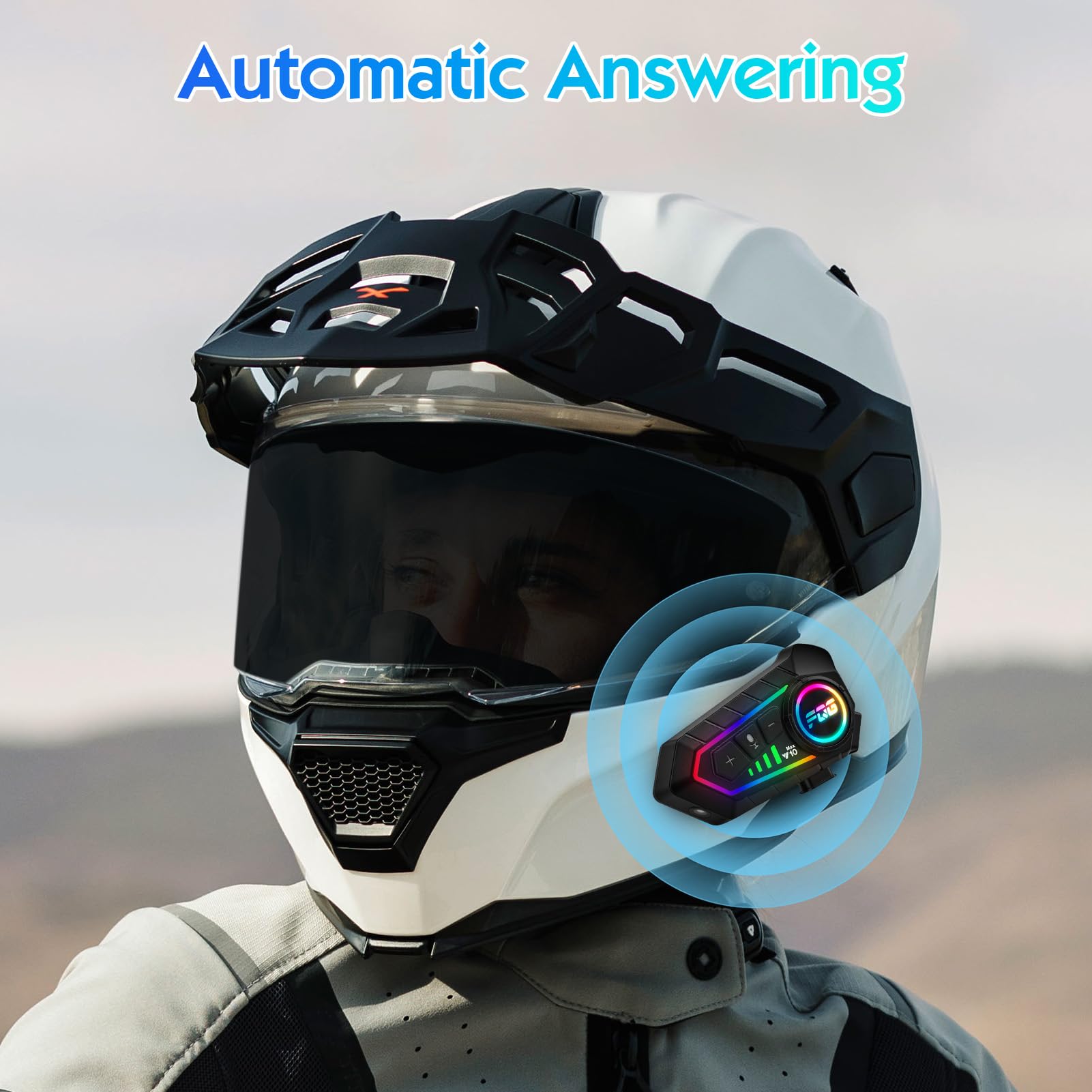 6.0 Intercom Moto Bluetooth Kit, Casque Moto Motocyclette Helmet Communication Systèmes, Kit Main Libre Moto Entre 2 Motards IP56 Étanche Compatible Tous Les Casques