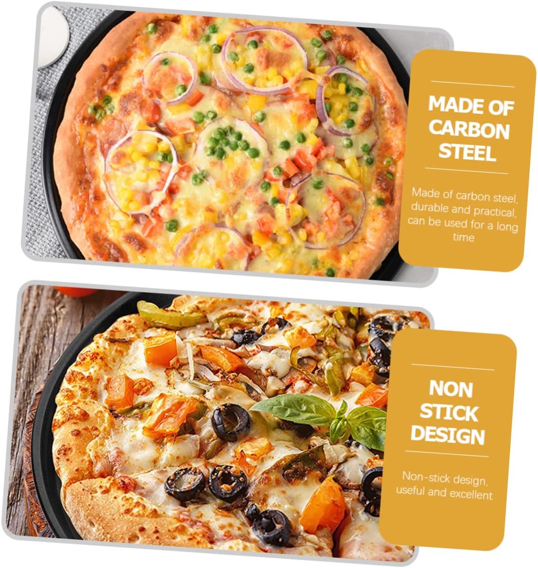 2Pcs Non Stick Round Pizza Pan Carbon Steel Baking Dish for Oven Lightweight Pizza Tray for Pizza Breads Cakes and Cookies Multipurpose Kitchen Essential