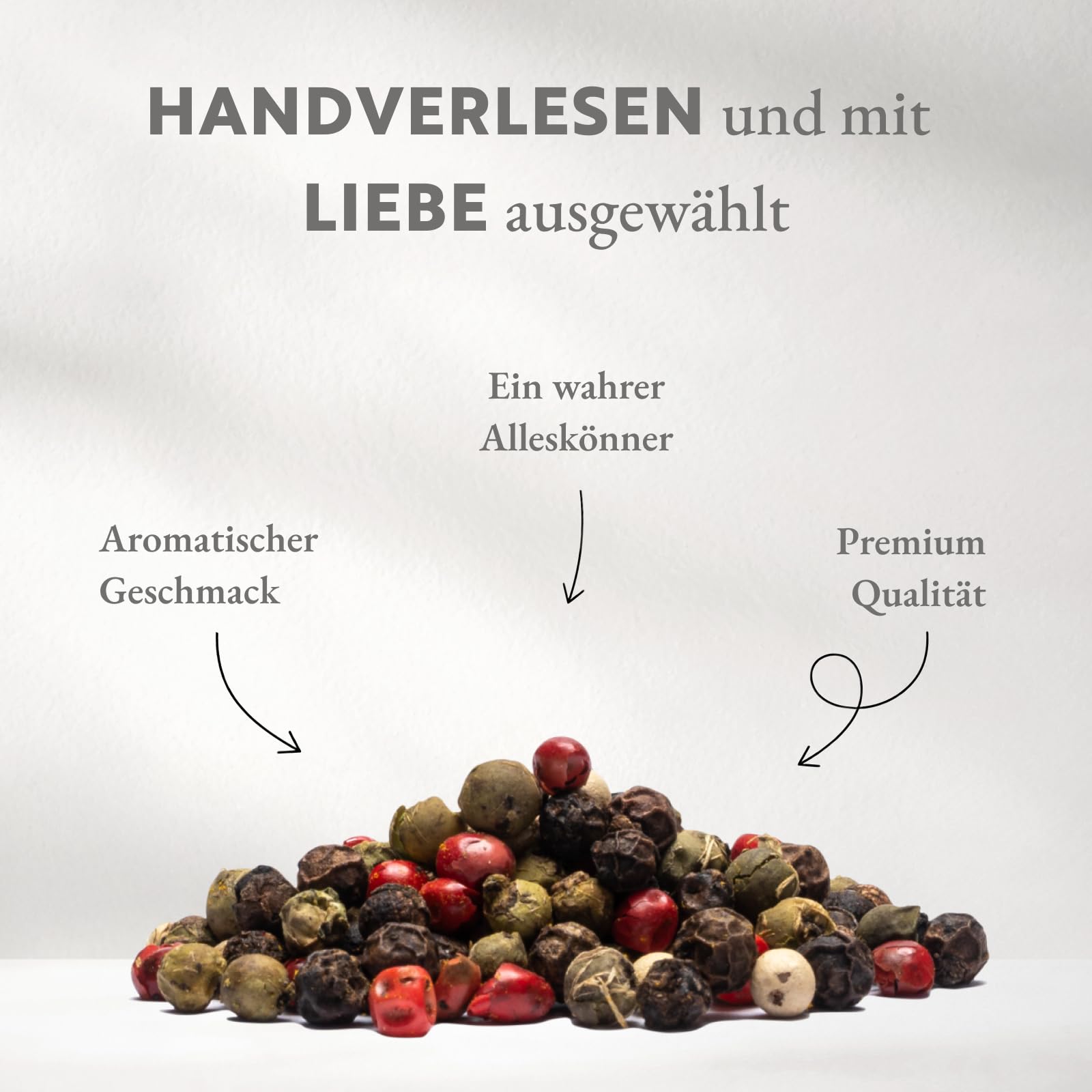 Boomers Gourmet - Bunter Pfeffer ganz – Pfeffermischung aus schwarzen, weißen, grünen und rosa Pfefferkörnern – aromatisch & hochwertig für Mühle und Mörser - Nachfüllpack - 100 g