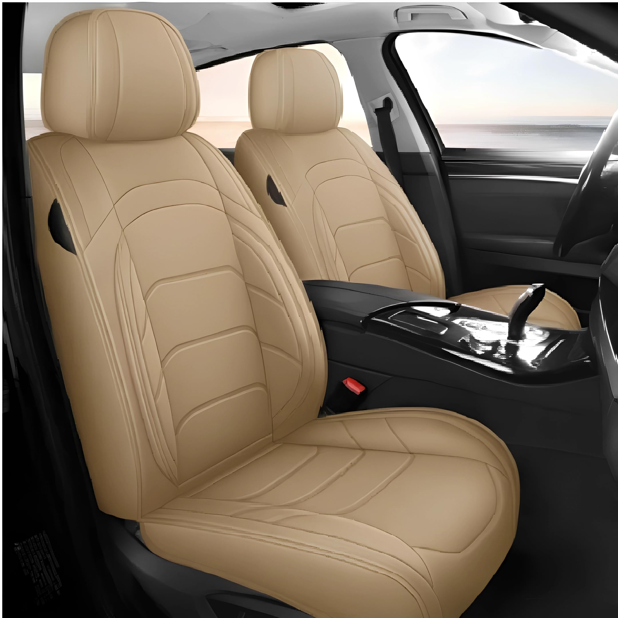 Azhaojli Beige Leather Car Seat Covers Full Set For Holden Jackaroo (2002)