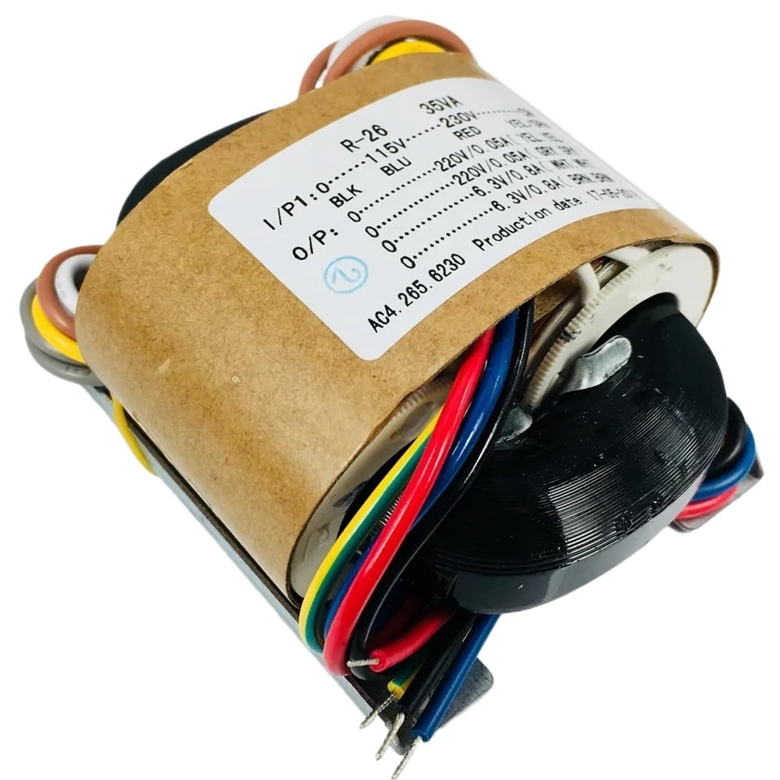 1 x transformator rdzeniowy R 35 W napięcie wtórne 220 V x 2 + 6,3 V x 2