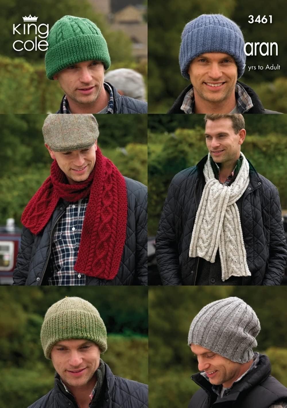 King ColeKing Cole Men's Hats & Scarves Merino Aran Knitting Pattern 3461