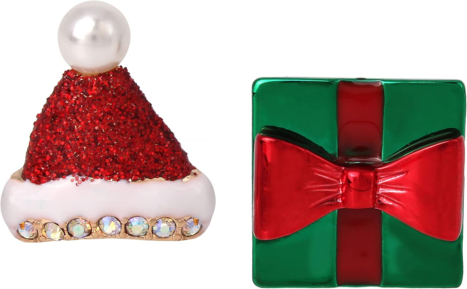 Betsey Santa Hat Mismatched Stud Earrings, RED, (373138GLD600)